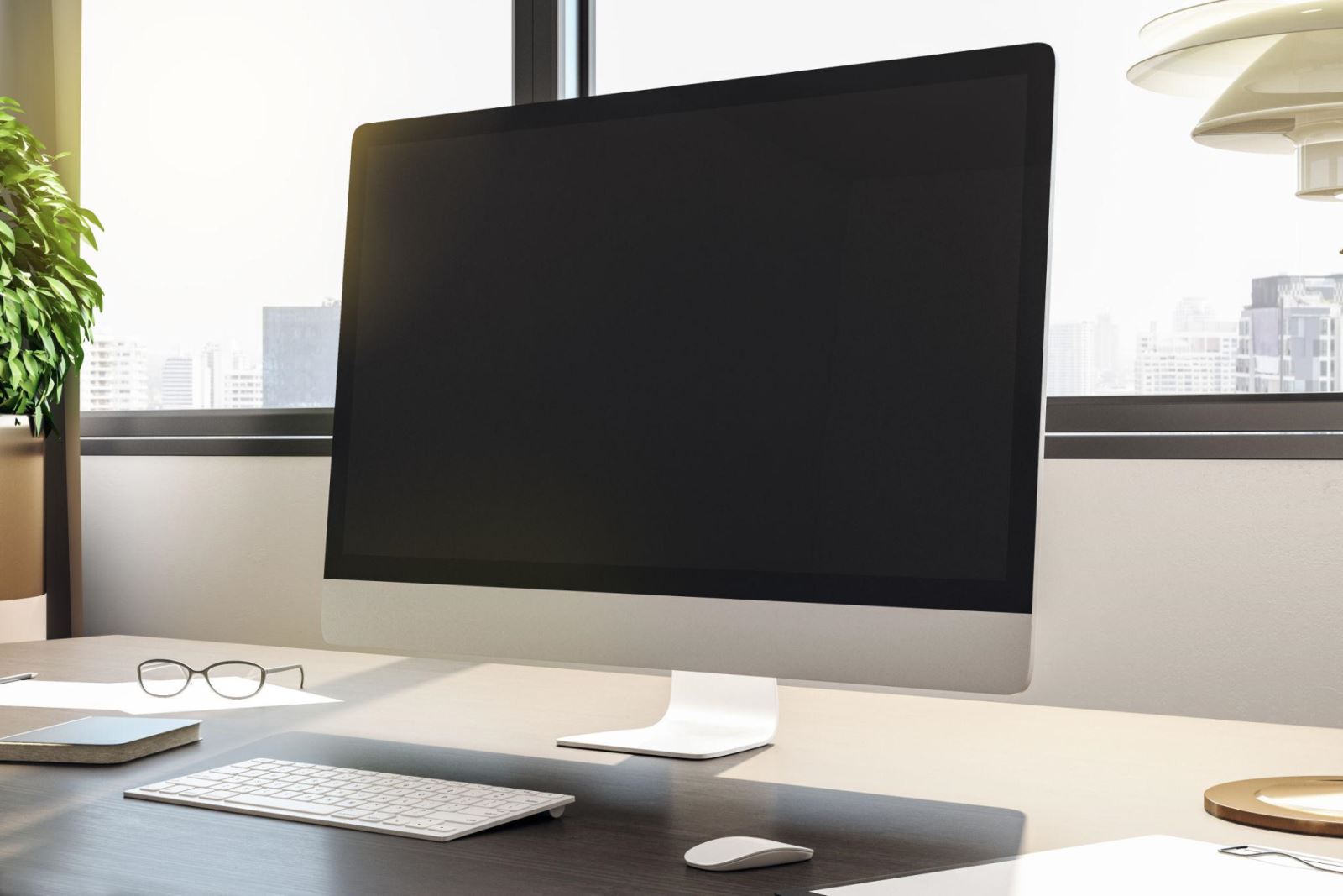desktop computer with black screen of death