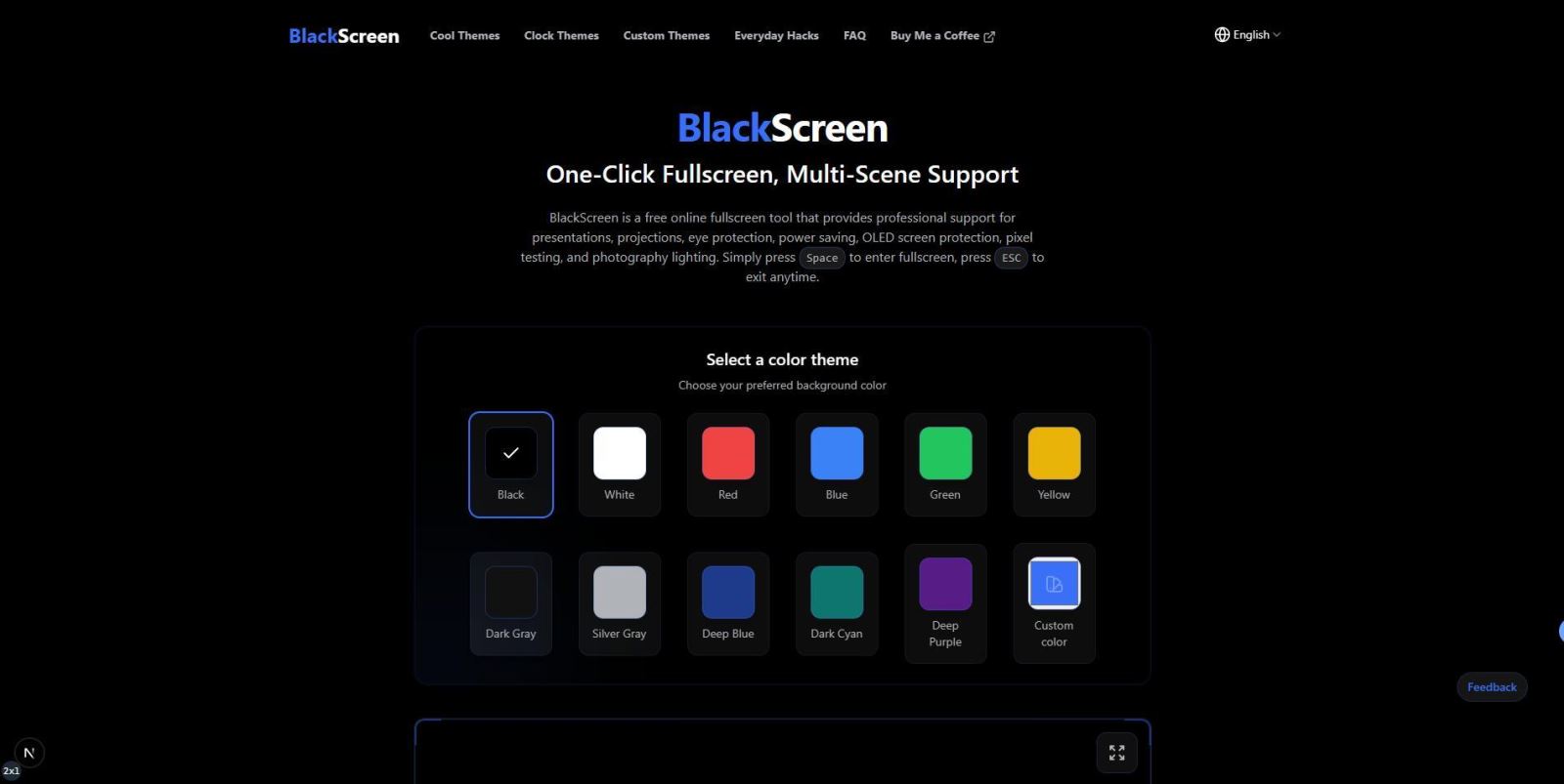 fullscreen black screen tool for hardware and display testing